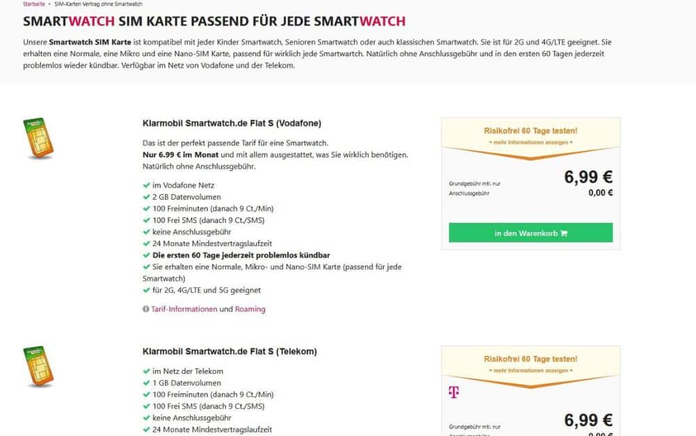 Screenshot Smartwatch.de Online Shop